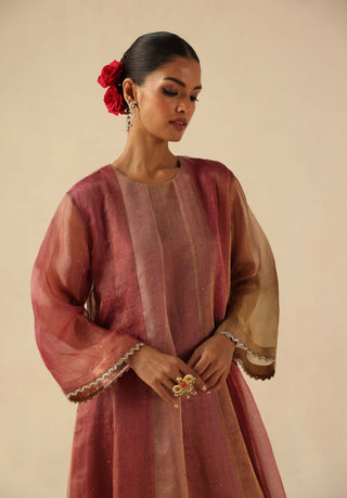 Rimjhim peach kalidar kurta set