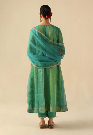 Rimjhim turquoise kalidar kurta set