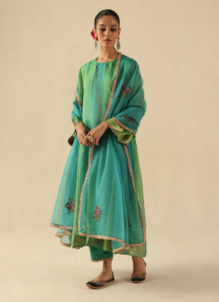 Rimjhim turquoise kalidar kurta set
