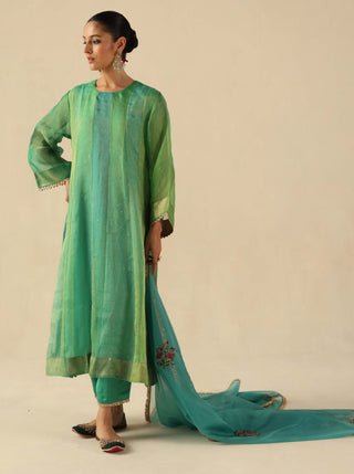 Rimjhim turquoise kalidar kurta set