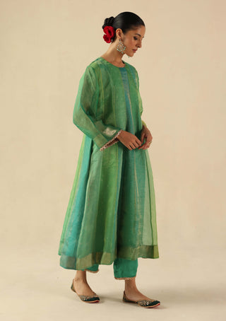 Rimjhim turquoise kalidar kurta set