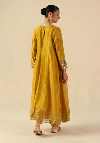 Afsana yellow kalidar kurta set
