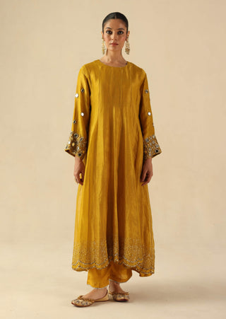 Afsana yellow kalidar kurta set