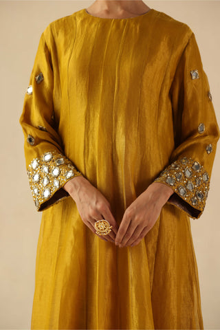 Afsana yellow kalidar kurta set