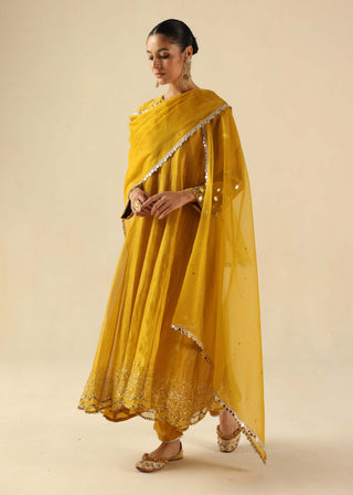 Afsana yellow kalidar kurta set