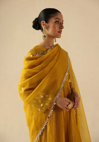 Afsana yellow kalidar kurta set
