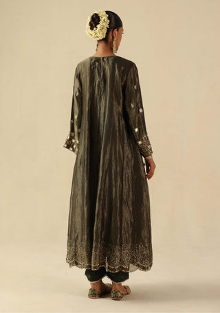 Afsana olive green kalidar kurta set