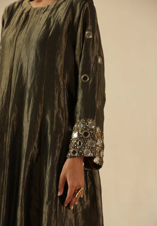 Afsana olive green kalidar kurta set