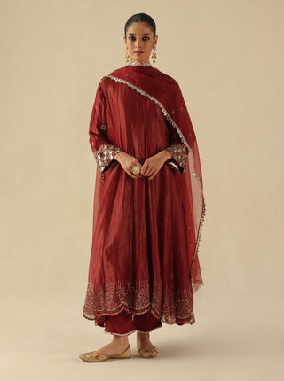 Afsana garnet kalidar kurta set