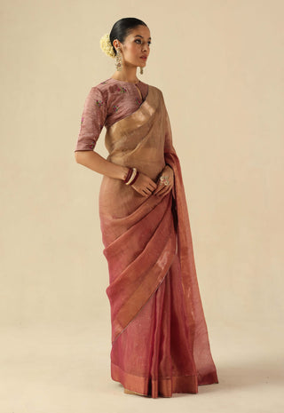 Taj gul peach sari and blouse