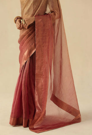 Taj gul peach sari and blouse