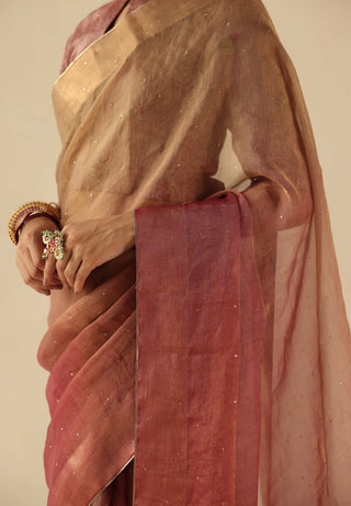 Taj gul peach sari and blouse