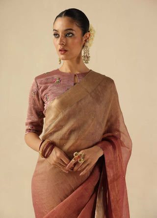 Taj gul peach sari and blouse
