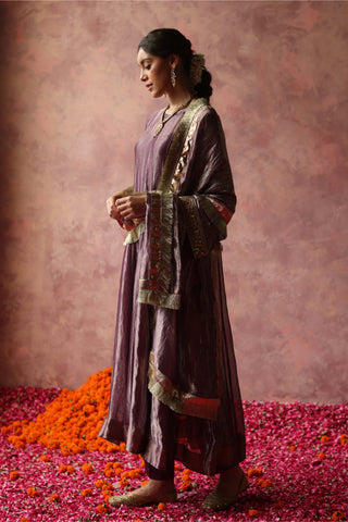 Begum Pret-Zaahra Purple Kurta Set-INDIASPOPUP.COM