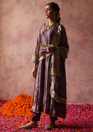 Begum Pret-Zaahra Purple Kurta Set-INDIASPOPUP.COM