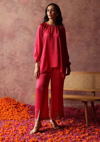 Begum Pret-Ishaaira Pink Blouse And Pant-INDIASPOPUP.COM