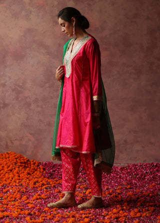 Begum Pret-Rumi Berry Green Kurta Set-INDIASPOPUP.COM