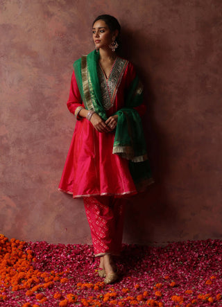 Begum Pret-Rumi Berry Green Kurta Set-INDIASPOPUP.COM