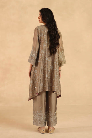 Gold-brown polki farshi with pants
