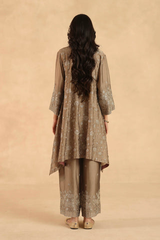 Gold-brown polki farshi with pants