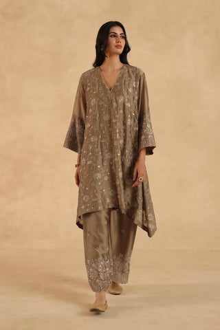 Gold-brown polki farshi with pants