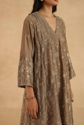 Gold-brown polki farshi with pants