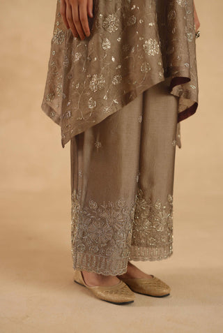 Gold-brown polki farshi with pants