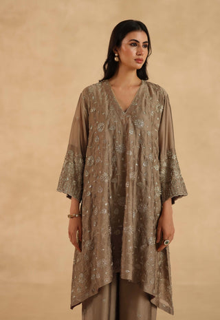 Gold-brown polki farshi with pants
