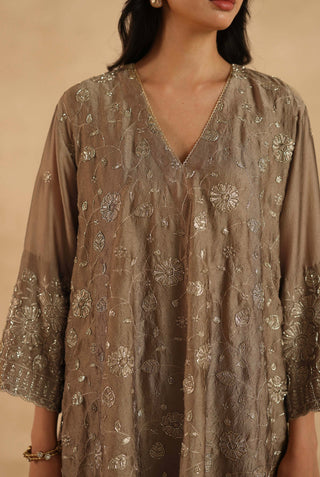 Gold-brown polki farshi with pants
