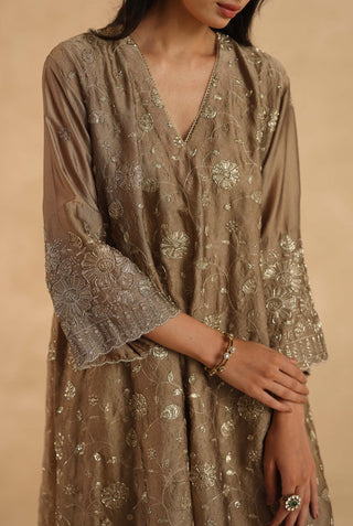 Gold-brown polki farshi with pants