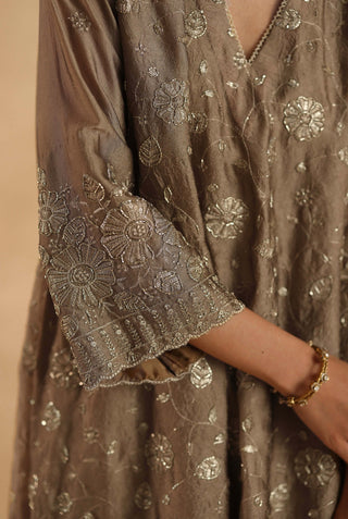 Gold-brown polki farshi with pants