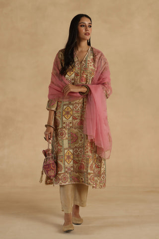 Ivory-pink tarini suit set