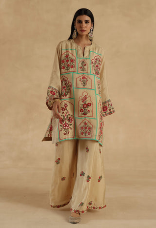 Beige lila sharara set