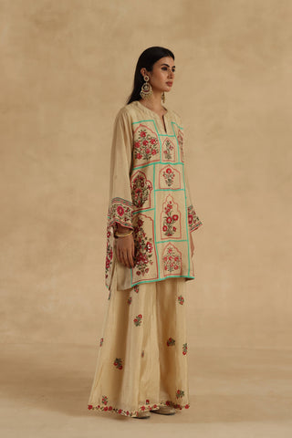 Beige lila sharara set