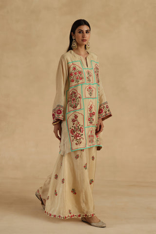 Beige lila sharara set