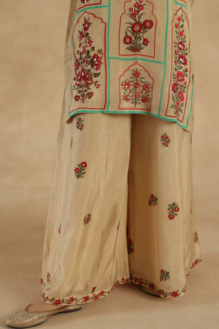 Beige lila sharara set
