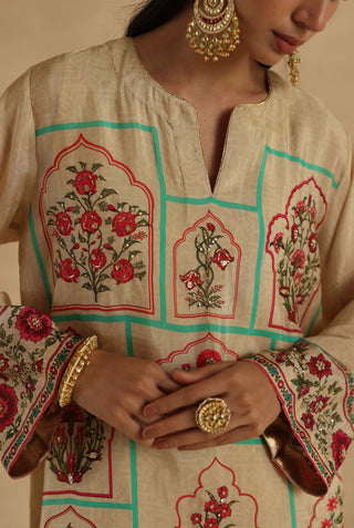 Beige lila sharara set