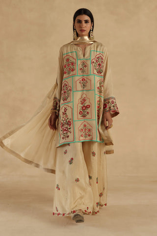 Beige lila sharara set