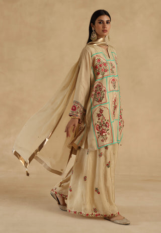 Beige lila sharara set
