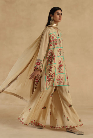 Beige lila sharara set