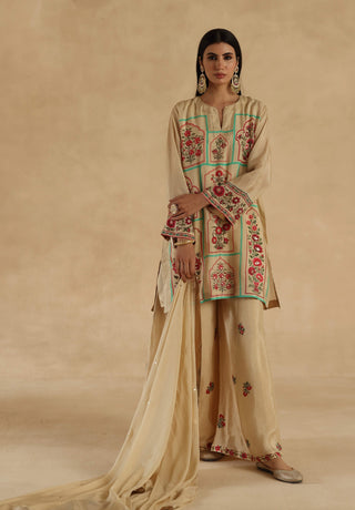 Beige lila sharara set