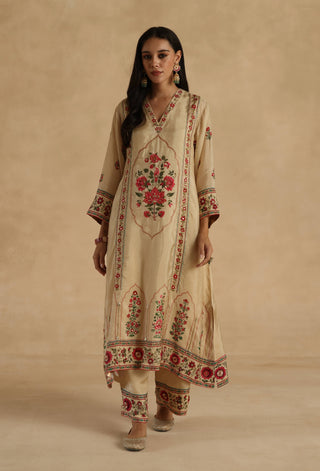 Beige bagh silk kurta set