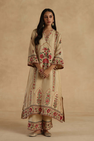 Beige bagh silk kurta set