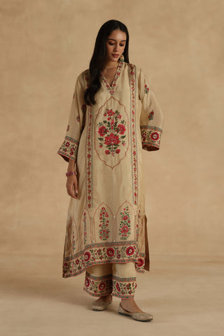 Beige bagh silk kurta set