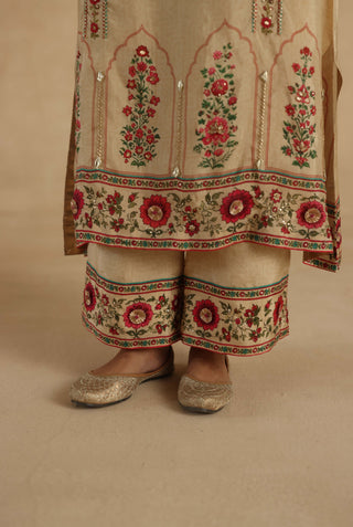 Beige bagh silk kurta set