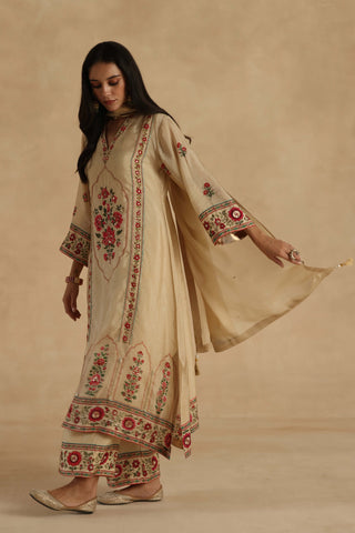Beige bagh silk kurta set