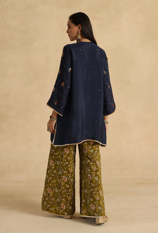 Blue-olive sawai kurta set