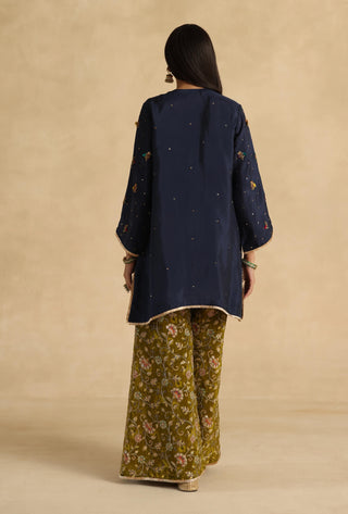 Blue-olive sawai kurta set