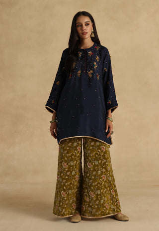 Blue-olive sawai kurta set