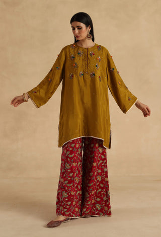 Mustard-maroon sawai kurta set